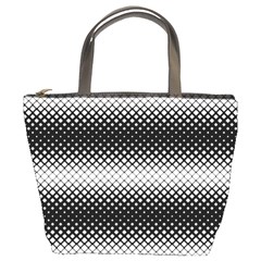 Geometrical Blocks, Rhombus Black And White Pattern Bucket Bag