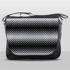 Geometrical Blocks, Rhombus Black And White Pattern Messenger Bag by Casemiro