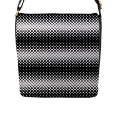 Geometrical Blocks, Rhombus Black And White Pattern Flap Closure Messenger Bag (l) by Casemiro