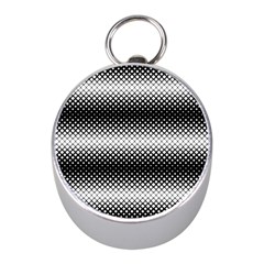 Geometrical Blocks, Rhombus Black And White Pattern Mini Silver Compasses by Casemiro