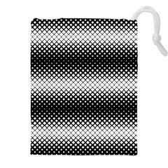 Geometrical Blocks, Rhombus Black And White Pattern Drawstring Pouch (5xl) by Casemiro