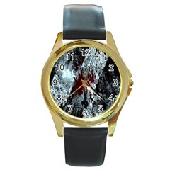 Flamelet Round Gold Metal Watch by Sparkle