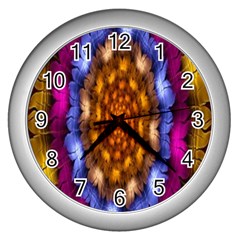 Fractal Flower Wall Clock (silver) by Sparkle