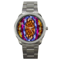 Fractal Flower Sport Metal Watch by Sparkle