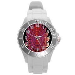 Chakra Flower Round Plastic Sport Watch (l) by Sparkle