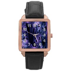 Fractal Web Rose Gold Leather Watch  by Sparkle