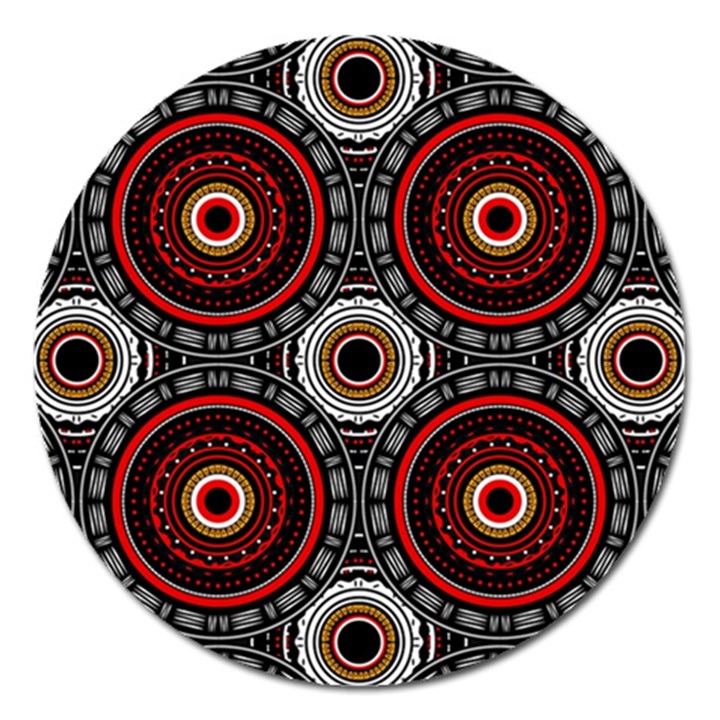 Tribal Aztec Mandala Art Magnet 5  (Round)