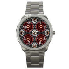 Tribal Aztec Mandala Art Sport Metal Watch