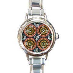 Aztec Multicolor Mandala Round Italian Charm Watch by tmsartbazaar