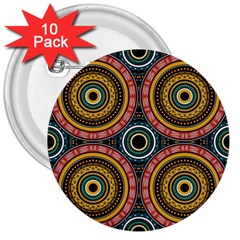 Aztec Multicolor Mandala 3  Buttons (10 Pack)  by tmsartbazaar