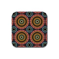 Aztec Multicolor Mandala Rubber Coaster (square)  by tmsartbazaar