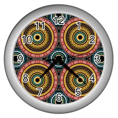 Aztec Multicolor Mandala Wall Clock (silver) by tmsartbazaar