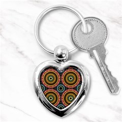 Aztec Multicolor Mandala Key Chain (heart) by tmsartbazaar