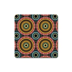 Aztec Multicolor Mandala Square Magnet by tmsartbazaar