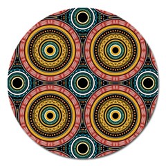 Aztec Multicolor Mandala Magnet 5  (round) by tmsartbazaar