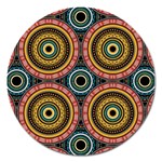 Aztec Multicolor Mandala Magnet 5  (Round) Front