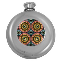 Aztec Multicolor Mandala Round Hip Flask (5 Oz) by tmsartbazaar