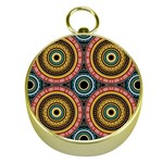 Aztec Multicolor Mandala Gold Compasses Front