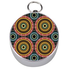 Aztec Multicolor Mandala Silver Compasses by tmsartbazaar