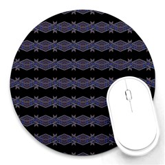 Dark Ornate Nouveau Striped Print Round Mousepads by dflcprintsclothing