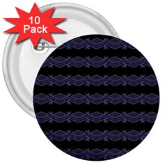 Dark Ornate Nouveau Striped Print 3  Buttons (10 Pack)  by dflcprintsclothing