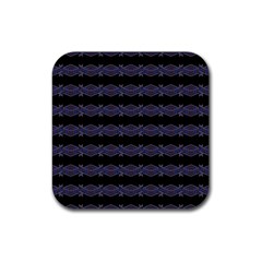 Dark Ornate Nouveau Striped Print Rubber Coaster (square)  by dflcprintsclothing