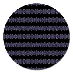 Dark Ornate Nouveau Striped Print Magnet 5  (round) by dflcprintsclothing