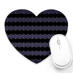 Dark Ornate Nouveau Striped Print Heart Mousepads by dflcprintsclothing