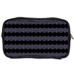 Dark Ornate Nouveau Striped Print Toiletries Bag (two Sides)