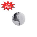 Beauty at the beach, sexy girl illustration, black and white 1  Mini Magnets (100 pack)  Front