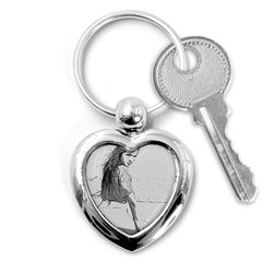 Beauty At The Beach, Sexy Girl Illustration, Black And White Key Chain (heart) by Casemiro