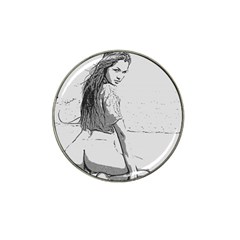 Beauty At The Beach, Sexy Girl Illustration, Black And White Hat Clip Ball Marker (10 Pack) by Casemiro