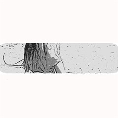 Beauty At The Beach, Sexy Girl Illustration, Black And White Large Bar Mats by Casemiro