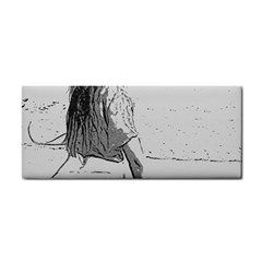 Beauty At The Beach, Sexy Girl Illustration, Black And White Hand Towel by Casemiro