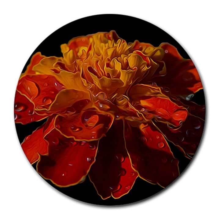 Marigold on Black Round Mousepads