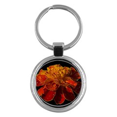 Marigold On Black Key Chain (round) by MichaelMoriartyPhotography