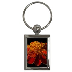 Marigold On Black Key Chain (rectangle) by MichaelMoriartyPhotography