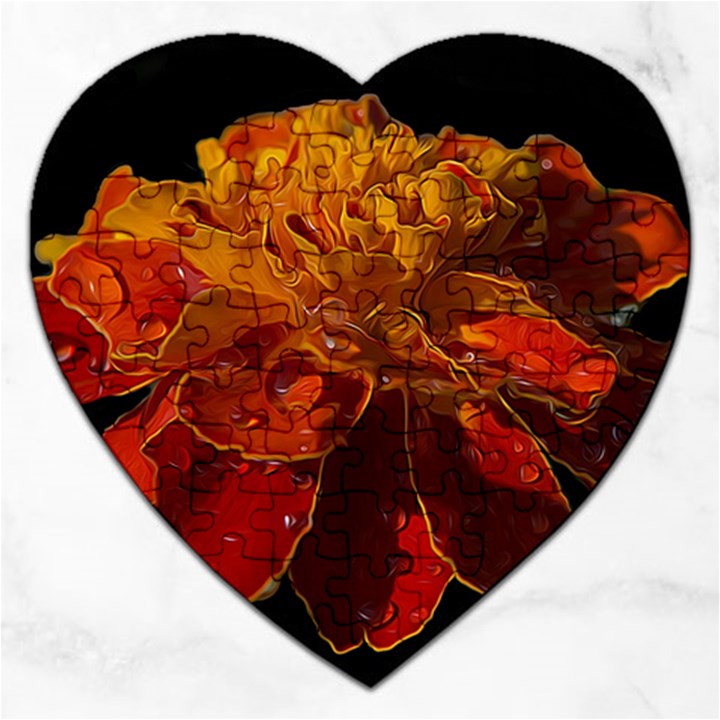 Marigold on Black Jigsaw Puzzle (Heart)