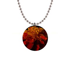 Marigold On Black 1  Button Necklace by MichaelMoriartyPhotography