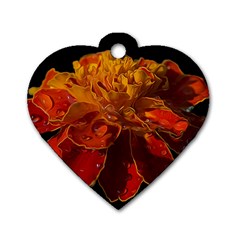 Marigold On Black Dog Tag Heart (one Side) by MichaelMoriartyPhotography