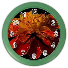 Marigold On Black Color Wall Clock by MichaelMoriartyPhotography