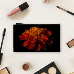 Marigold On Black Cosmetic Bag (small) by MichaelMoriartyPhotography