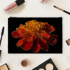 Marigold On Black Cosmetic Bag (large) by MichaelMoriartyPhotography