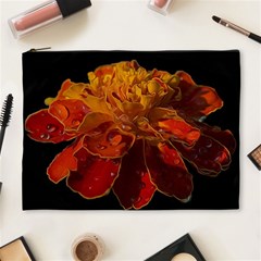 Marigold On Black Cosmetic Bag (xl) by MichaelMoriartyPhotography