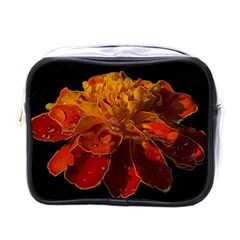 Marigold On Black Mini Toiletries Bag (one Side) by MichaelMoriartyPhotography