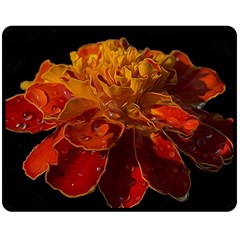 Marigold On Black Fleece Blanket (medium)  by MichaelMoriartyPhotography