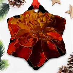 Marigold On Black Ornament (snowflake) by MichaelMoriartyPhotography