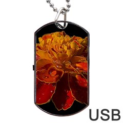 Marigold On Black Dog Tag Usb Flash (two Sides) by MichaelMoriartyPhotography