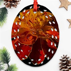 Marigold On Black Oval Filigree Ornament (two Sides) by MichaelMoriartyPhotography