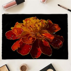 Marigold On Black Cosmetic Bag (xxl) by MichaelMoriartyPhotography